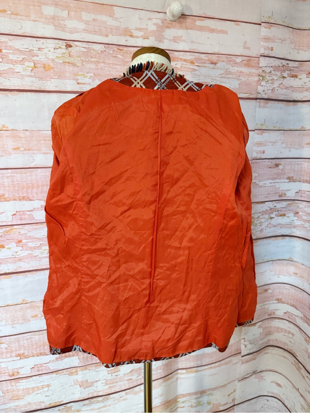 VINTAGE 60s Rust Diamond-Pattern Jacket & Dress Set - Picture 11 of 12